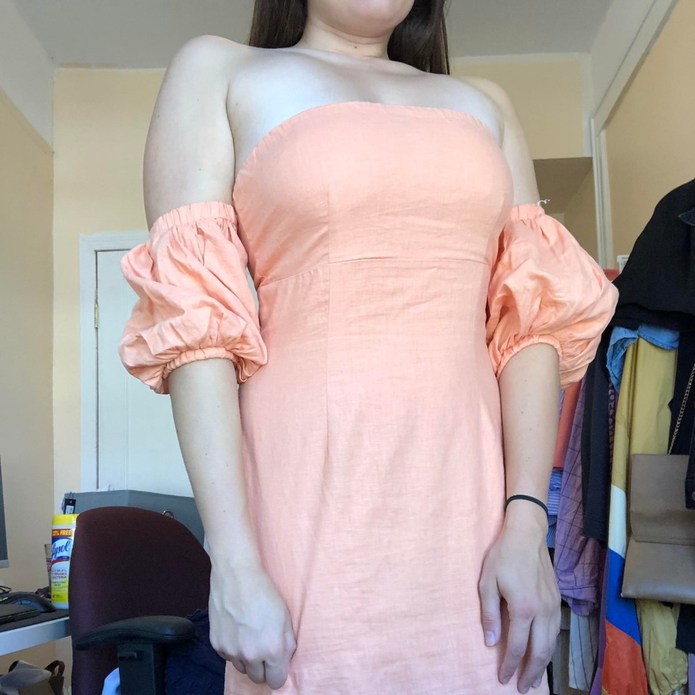 Tangerine puffy shoulder dress